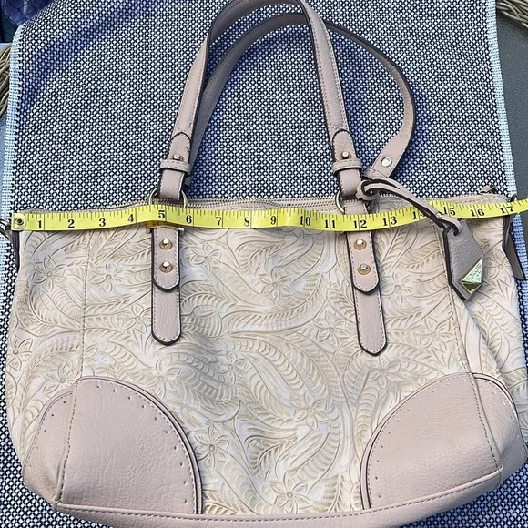 Jessica Simpson Tan Floral Embossed Tote Bag 🌺 - Picture 8 of 9